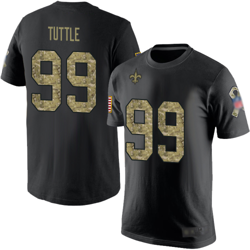Men New Orleans Saints Black Camo Shy Tuttle Salute to Service NFL Football #99 T Shirt->nfl t-shirts->Sports Accessory